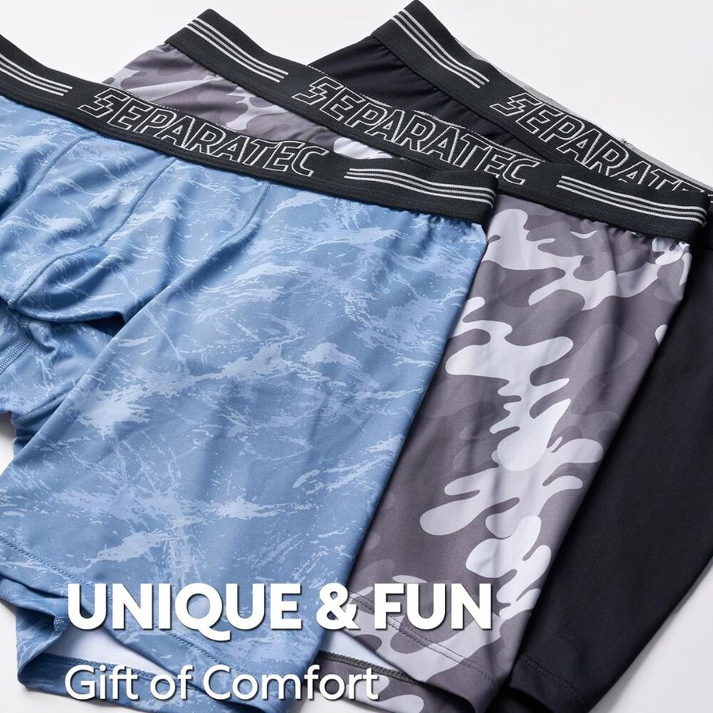 New In Bag 3 Pair Mens Separatec Long Leg Boxer Briefs Siz Medium Moisture wickn